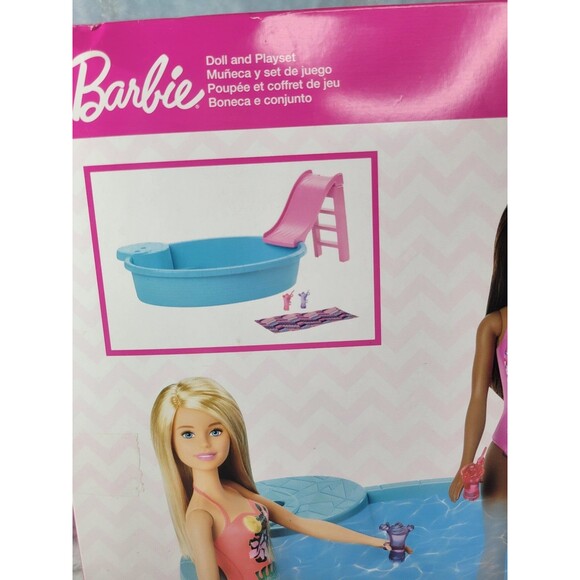 Barbie 11.5 Inch Pool Playset Slide Doll Accessories Mattel NIB - Picture 5 of 8